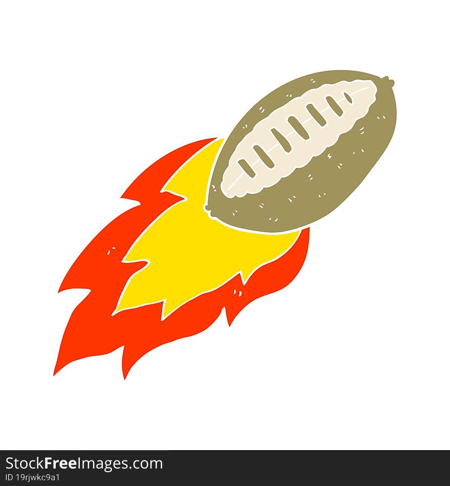 flat color illustration of a cartoon flying football