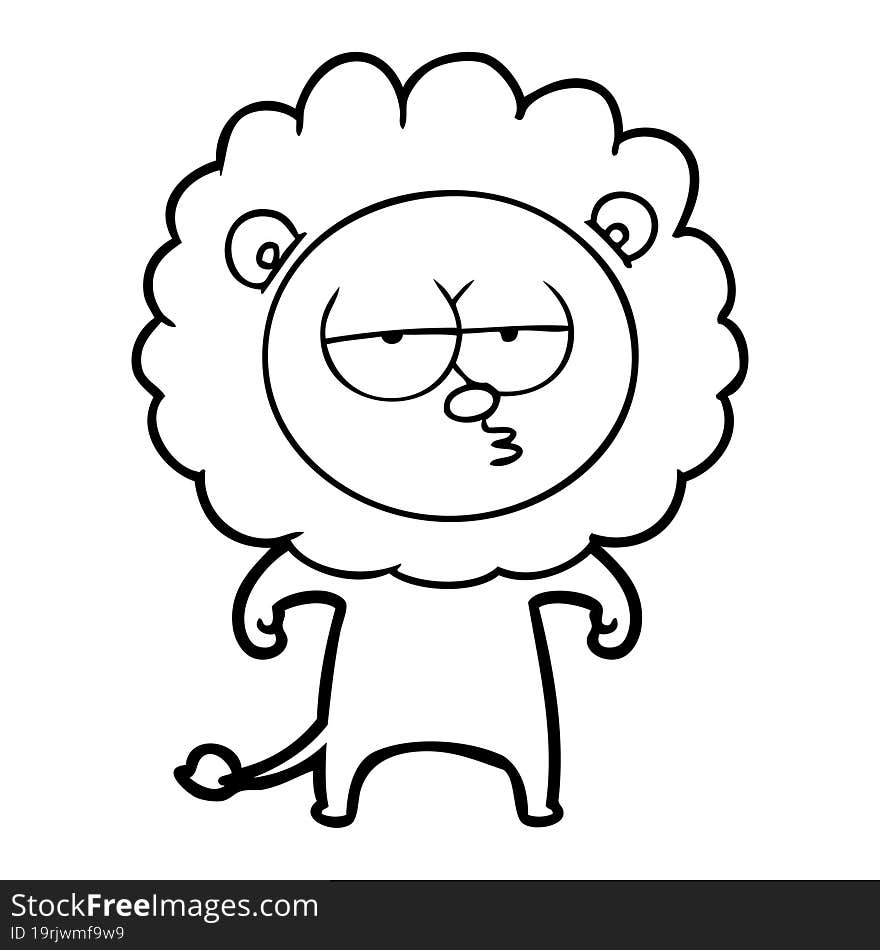 cartoon bored lion. cartoon bored lion