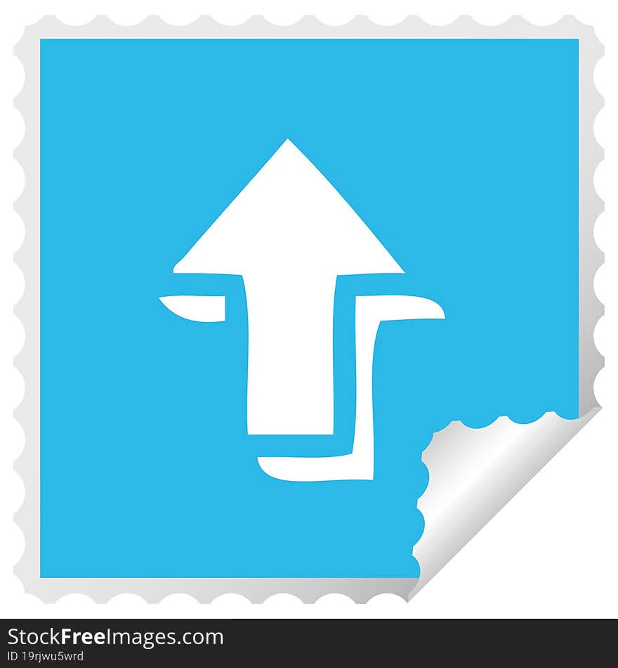 square peeling sticker cartoon pointing arrow