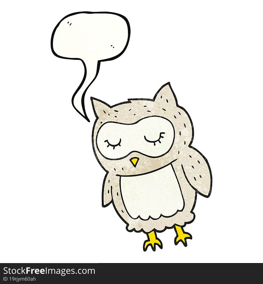 speech bubble textured cartoon owl