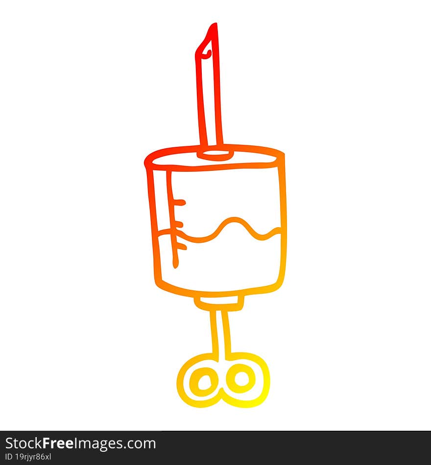 Warm Gradient Line Drawing Cartoon Of Blood Filled Syringe