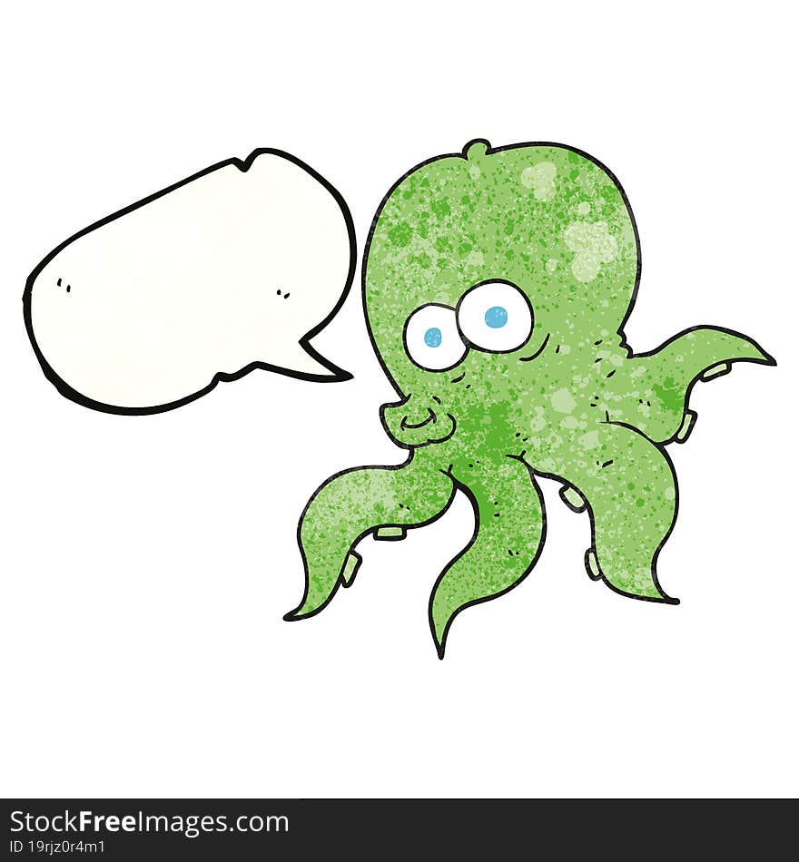 speech bubble textured cartoon octopus