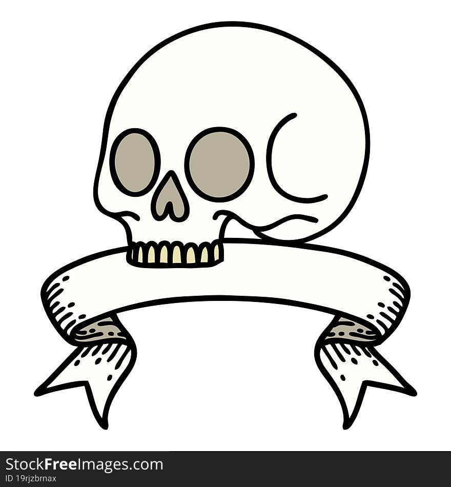 tattoo with banner of a skull