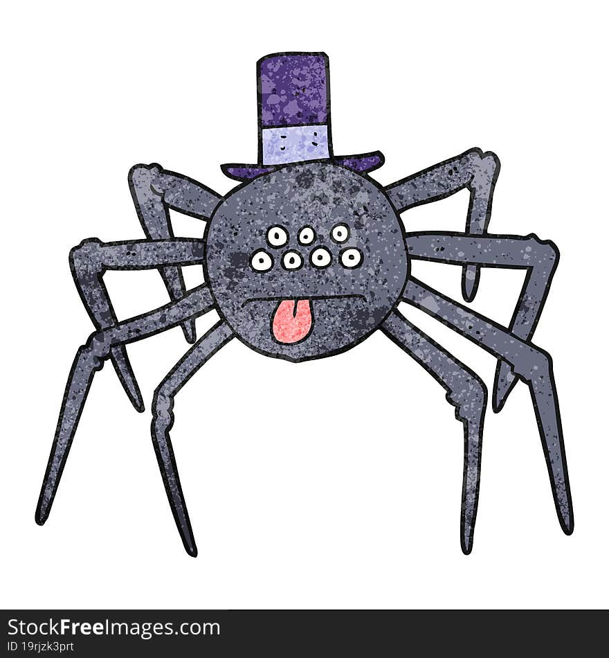 textured cartoon halloween spider in top hat