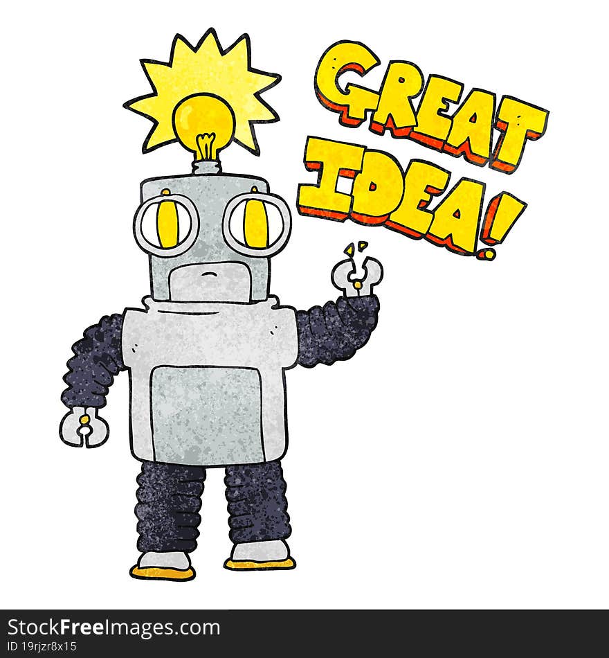 textured cartoon robot with great idea