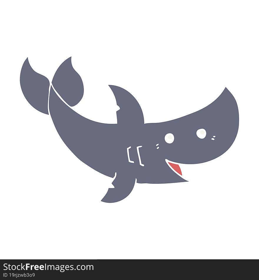 flat color style cartoon shark