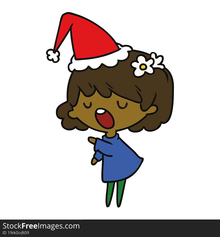 christmas cartoon of kawaii girl