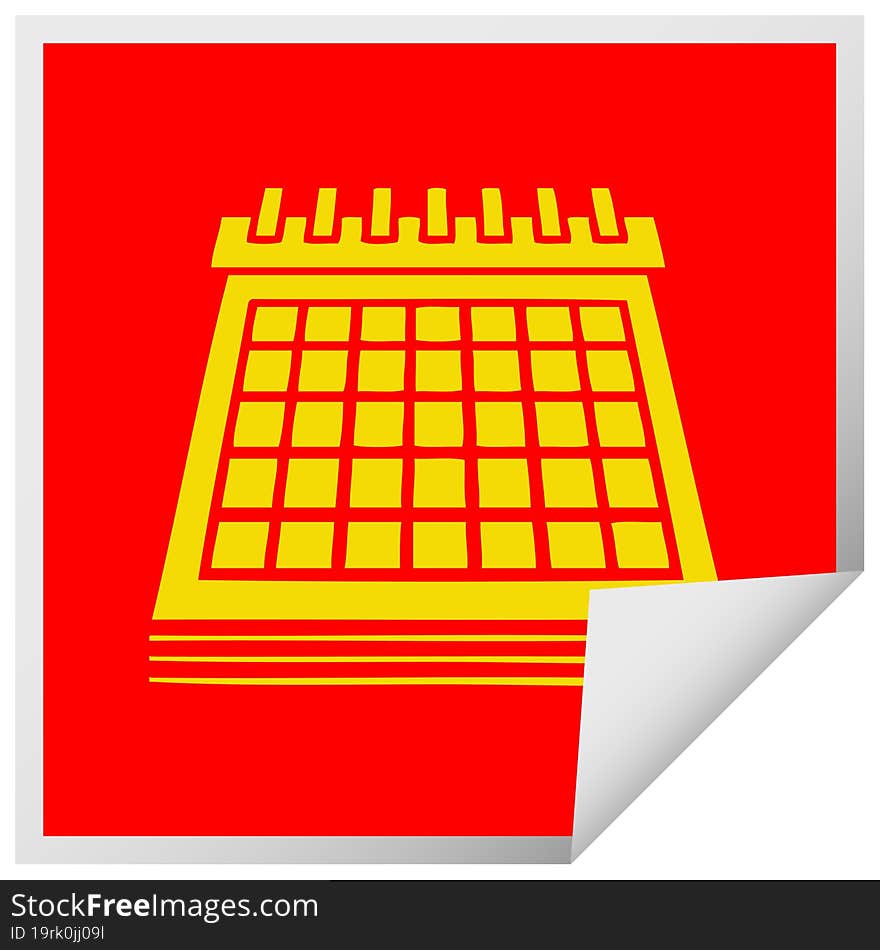 Square Peeling Sticker Cartoon Work Calendar