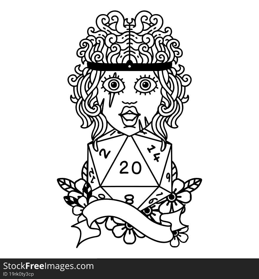 human barbarian with natural 20 dice roll illustration