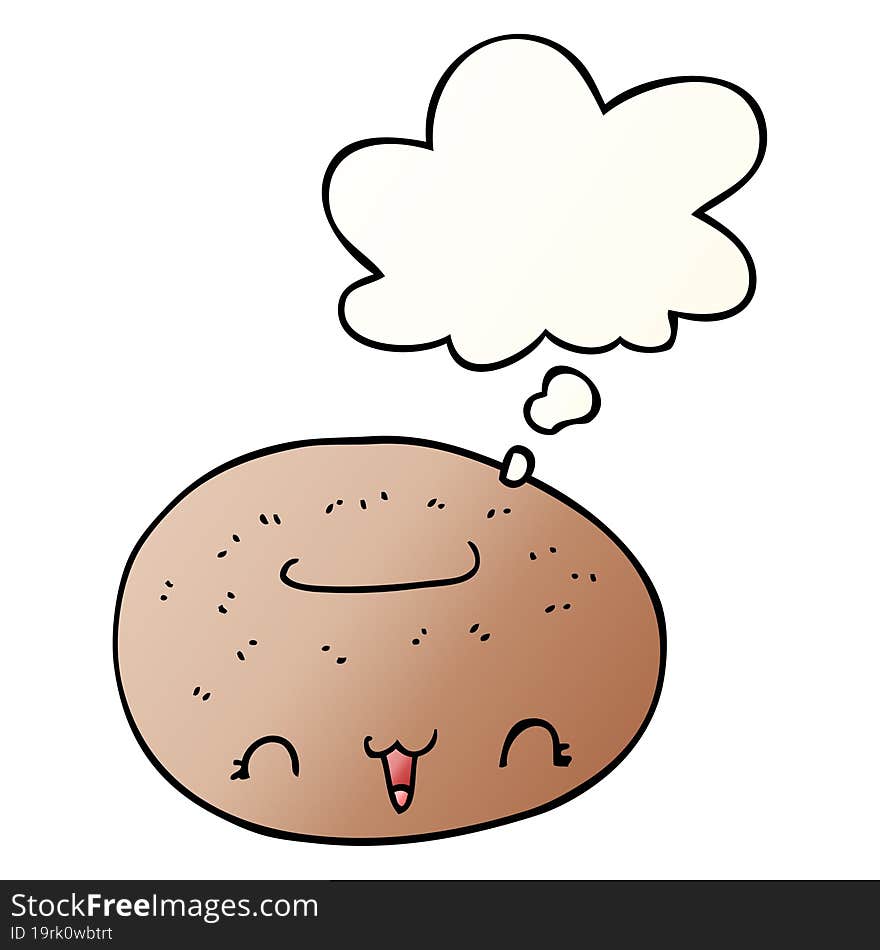 cute cartoon donut and thought bubble in smooth gradient style