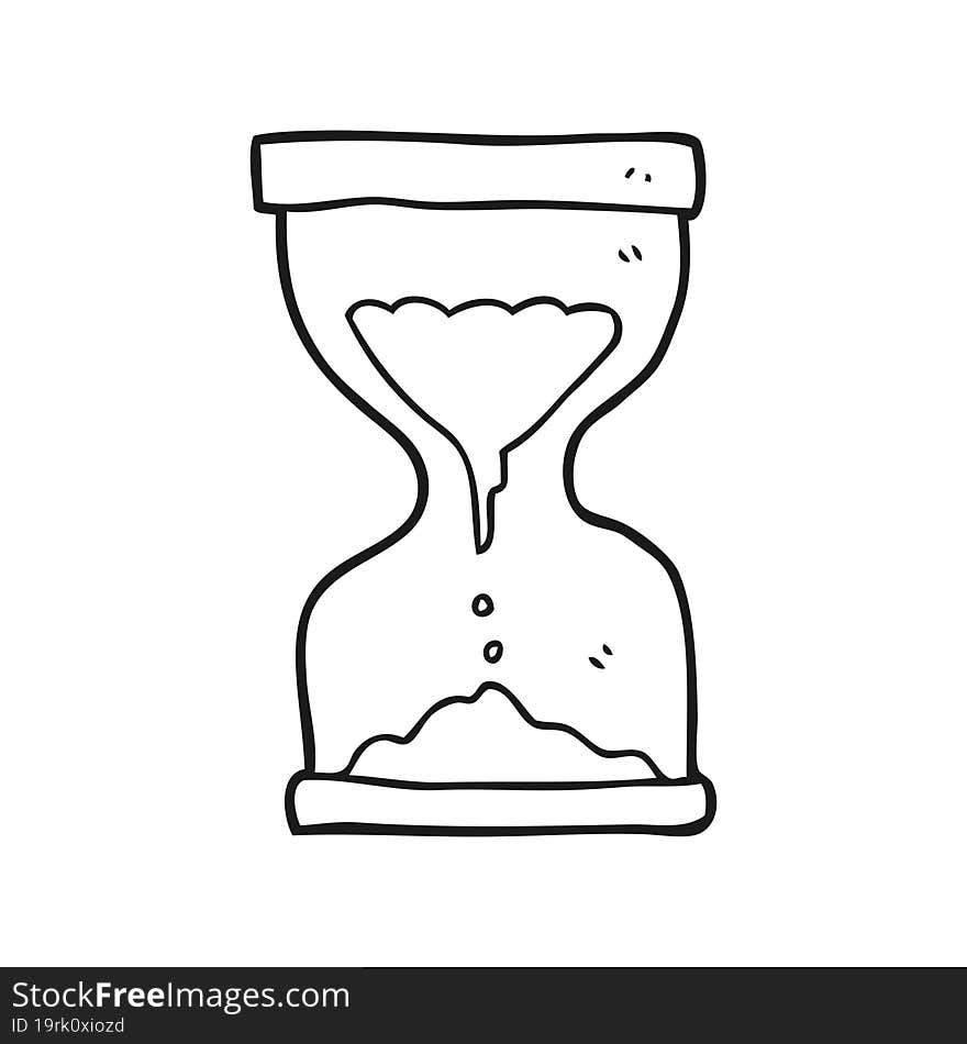 freehand drawn black and white cartoon sand timer hourglass