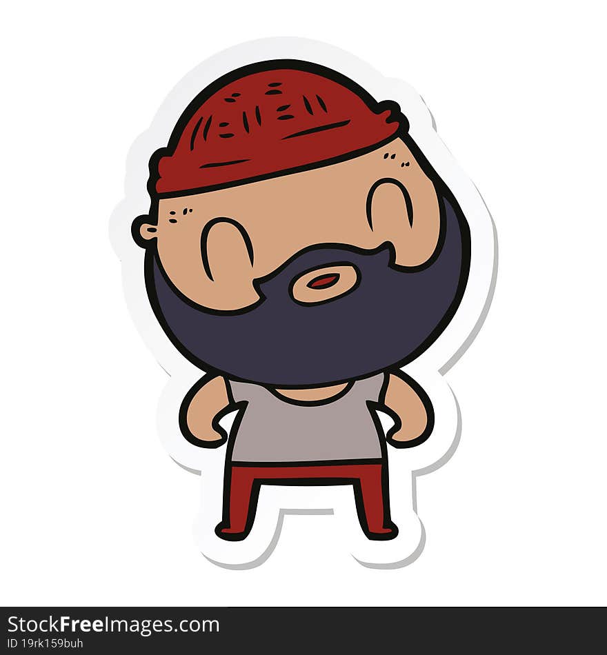 sticker of a cartoon bearded man