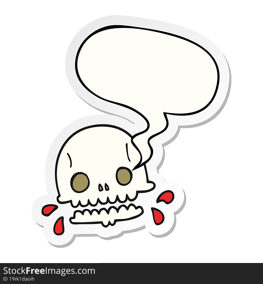 cartoon spooky skull and speech bubble sticker