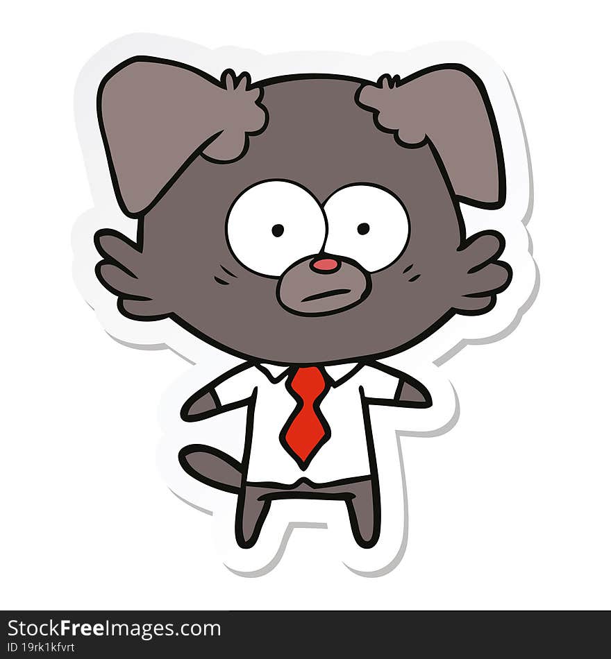 sticker of a nervous dog boss