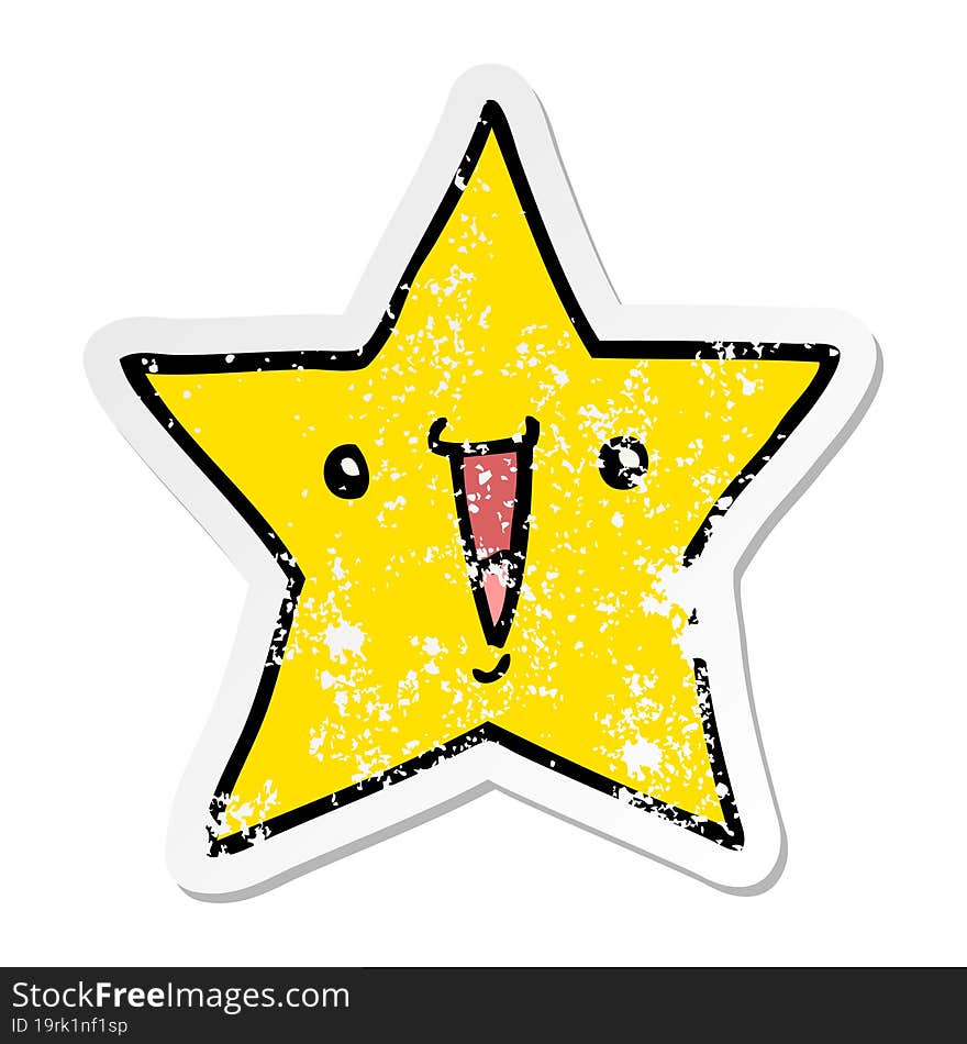 Distressed Sticker Of A Cartoon Star