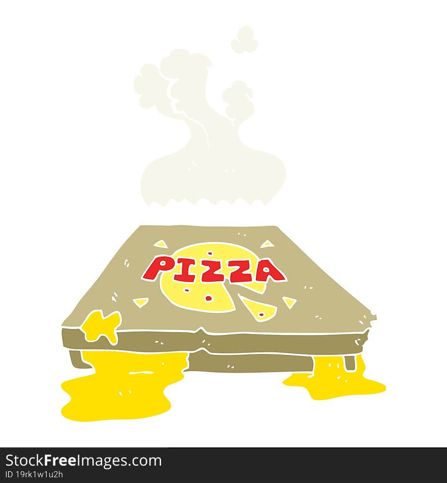 Flat Color Illustration Of A Cartoon Pizza