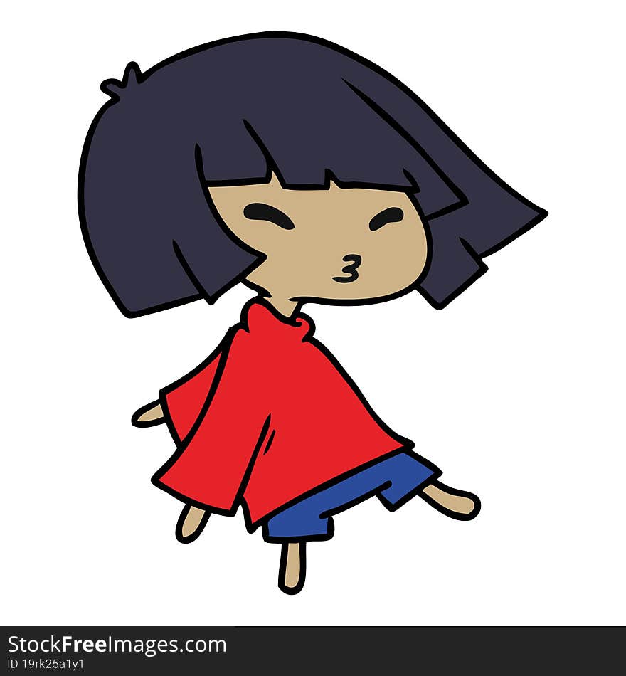 cartoon illustration of a cute kawaii girl. cartoon illustration of a cute kawaii girl