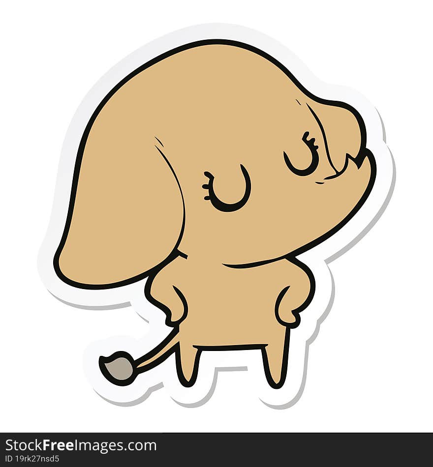 Sticker Of A Cute Cartoon Elephant