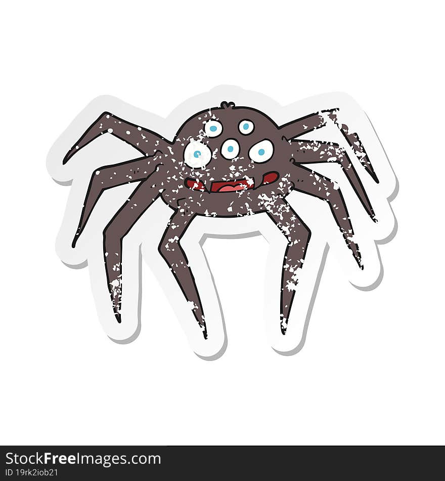 retro distressed sticker of a cartoon spider