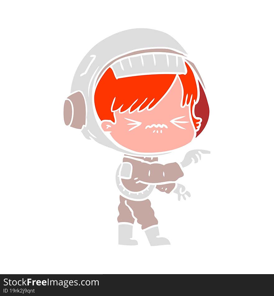 angry flat color style cartoon space girl