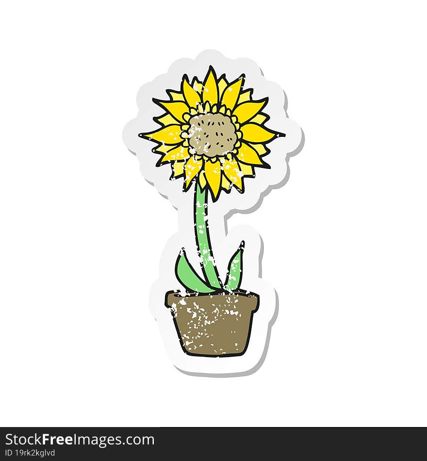 retro distressed sticker of a cartoon sunflower