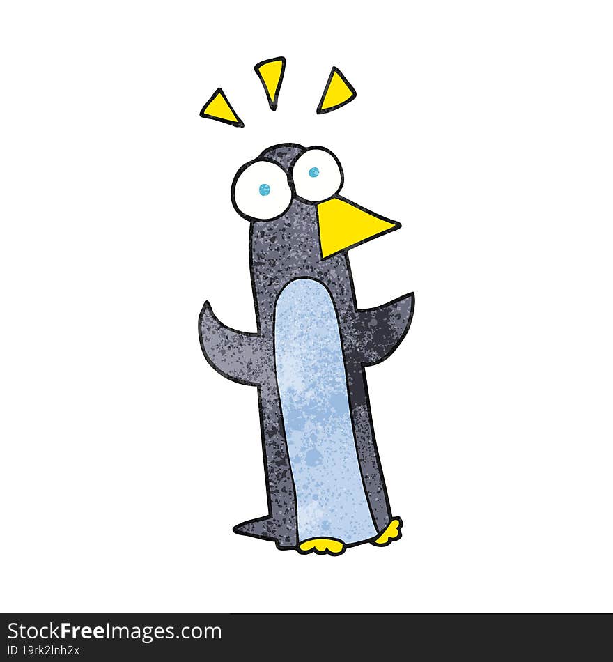 textured cartoon surprised penguin