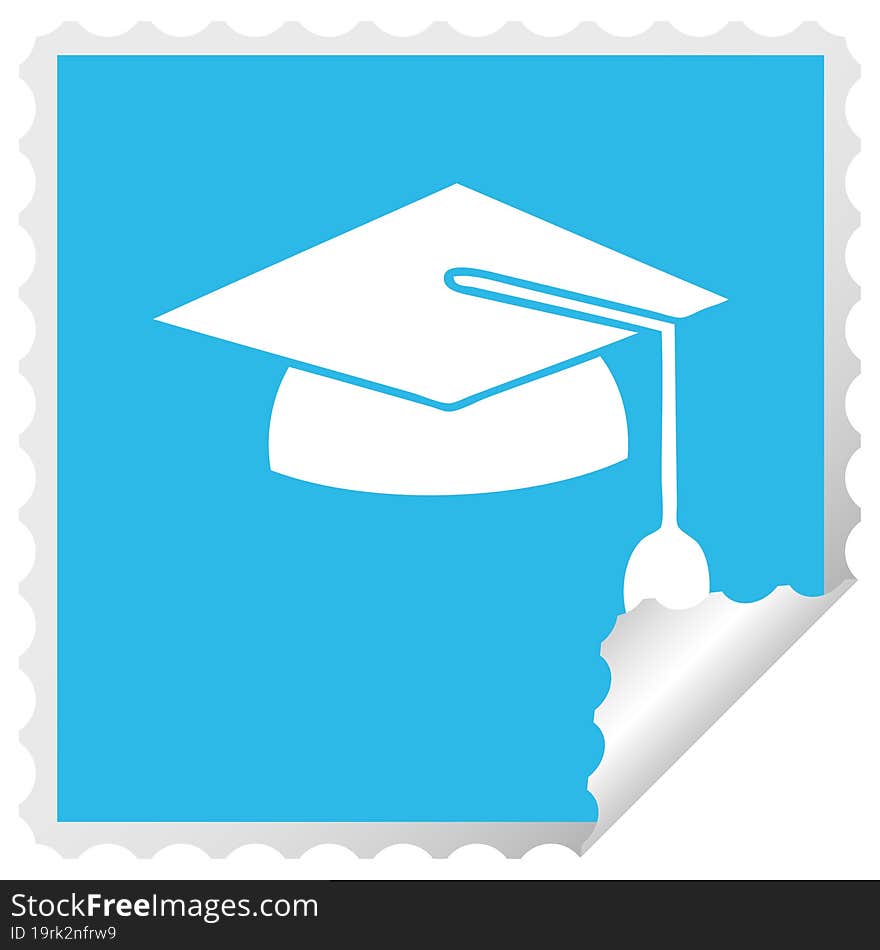 square peeling sticker cartoon graduation cap