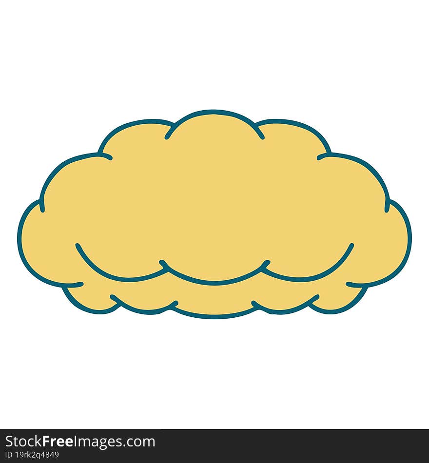 iconic tattoo style image of a grey cloud. iconic tattoo style image of a grey cloud