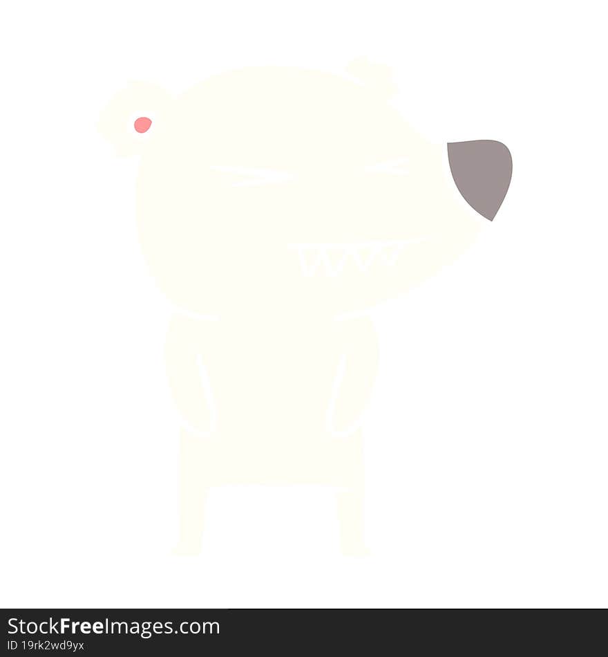 angry polar bear flat color style cartoon