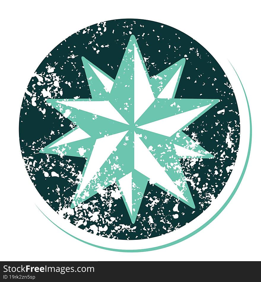 distressed sticker tattoo style icon of a star