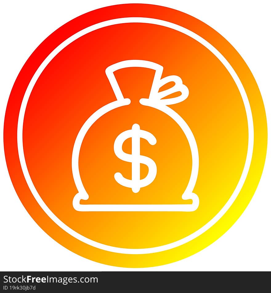 sack of money circular in hot gradient spectrum