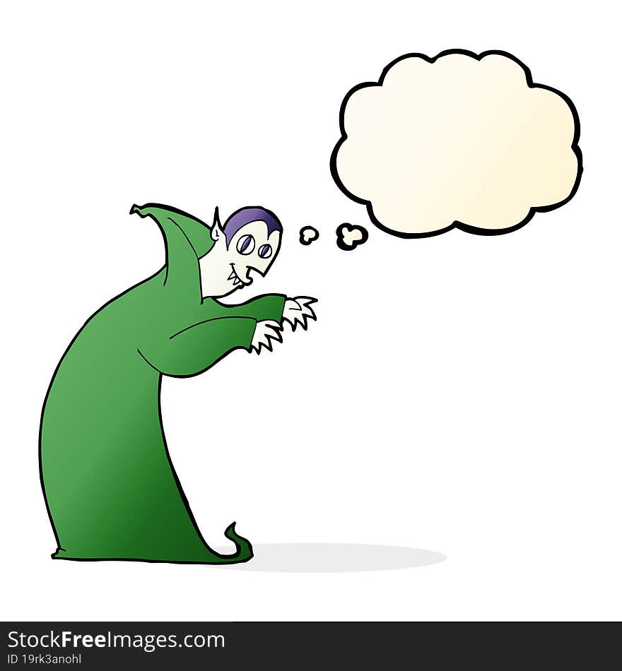 Cartoon Spooky Vampire With Thought Bubble