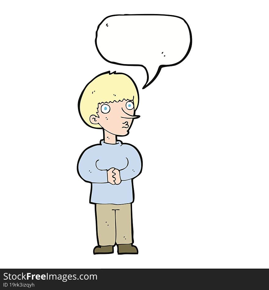 Cartoon Nervous Man With Speech Bubble