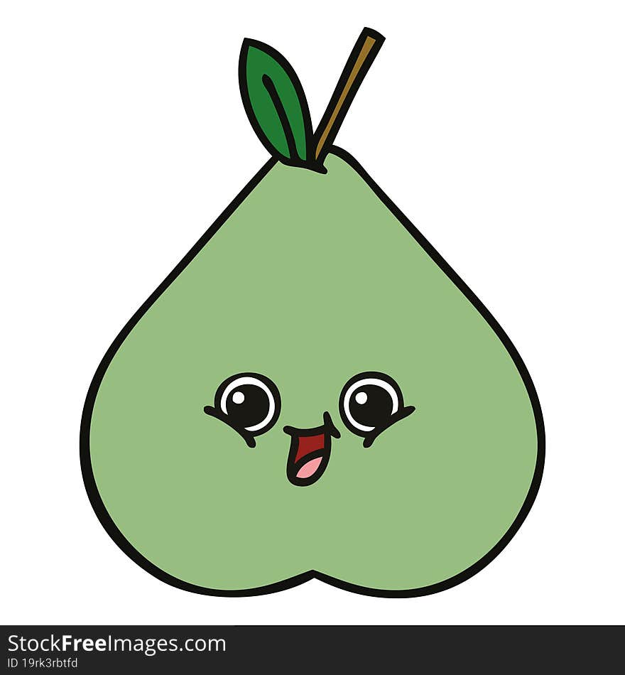 cute cartoon of a green pear. cute cartoon of a green pear