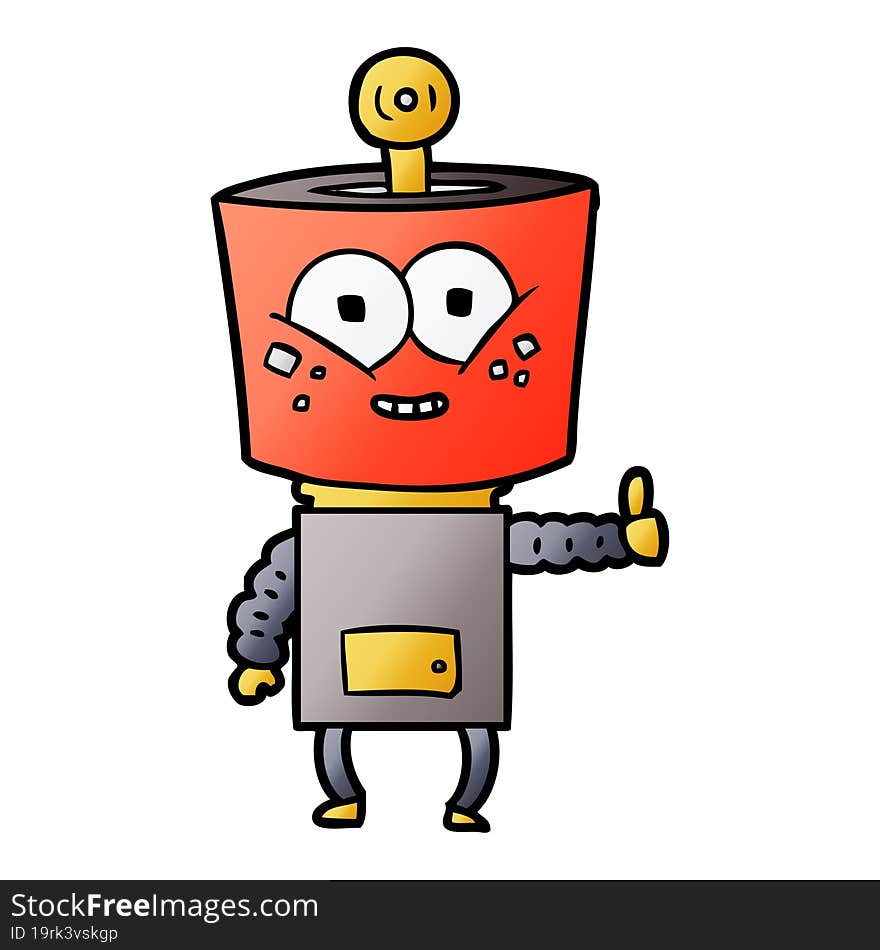 happy cartoon robot giving thumbs up. happy cartoon robot giving thumbs up