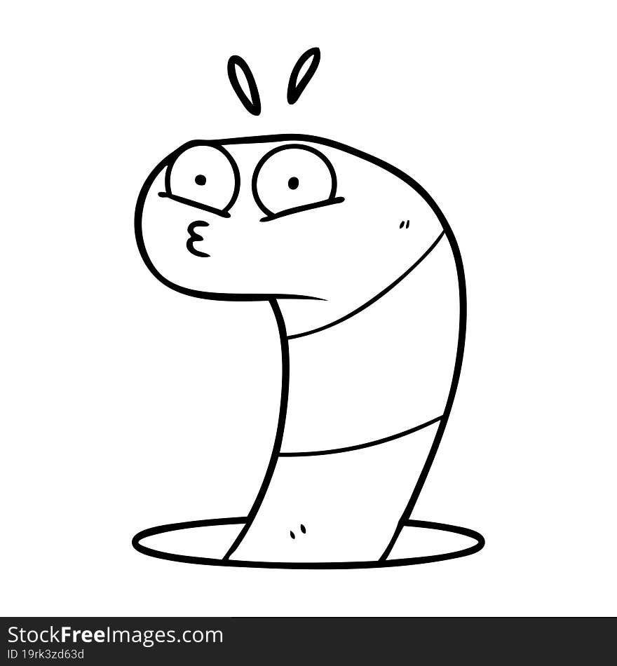 cartoon surprised worm. cartoon surprised worm