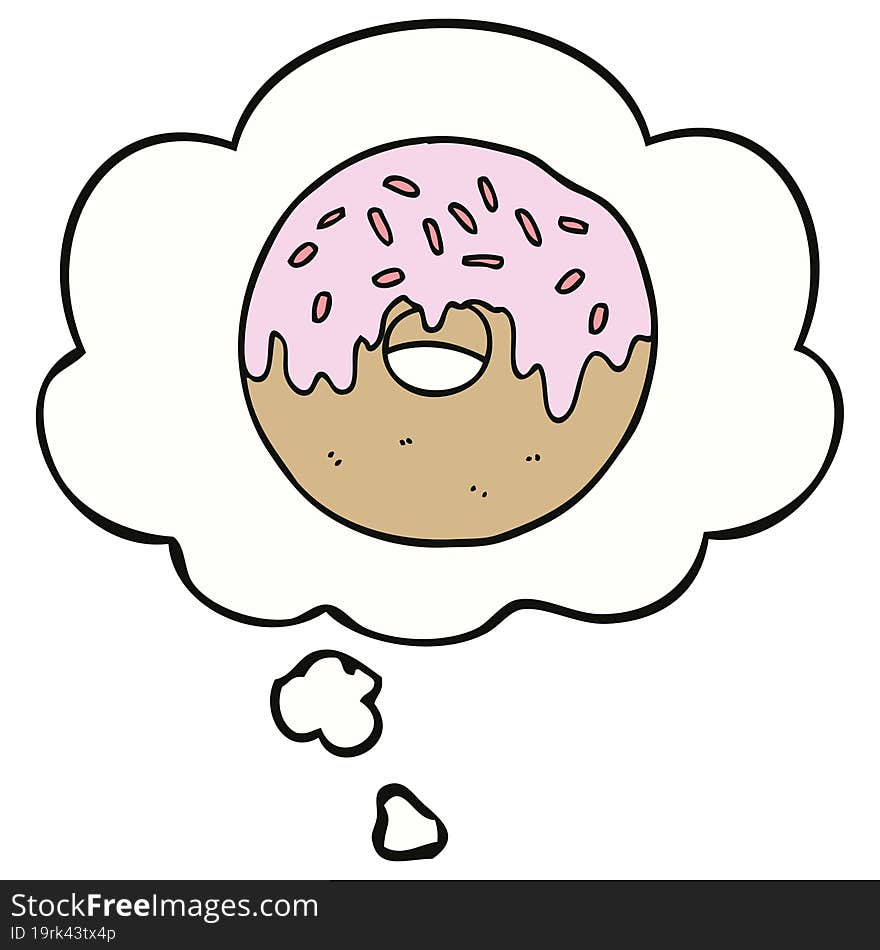 Cartoon Donut And Thought Bubble