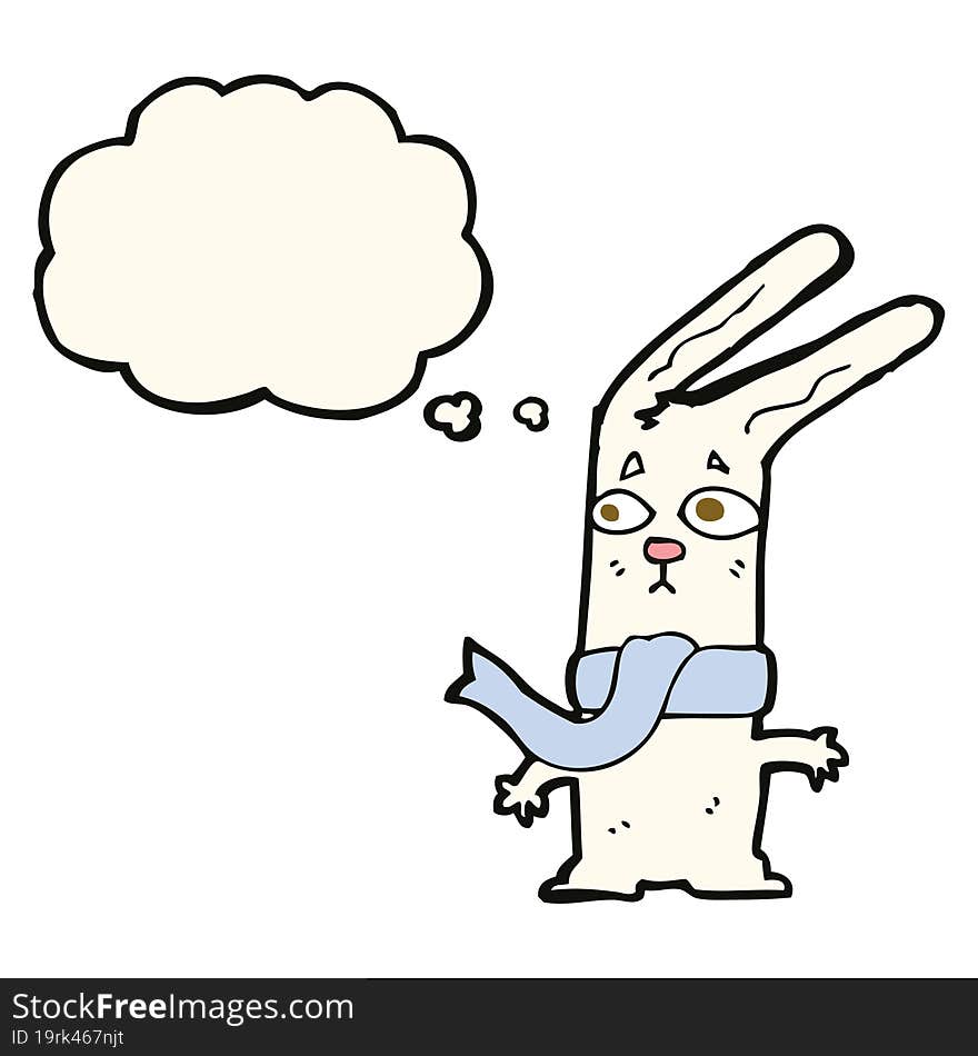 cartoon rabbit with thought bubble