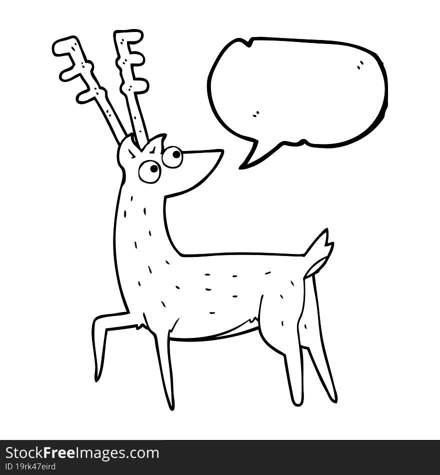 freehand drawn speech bubble cartoon stag