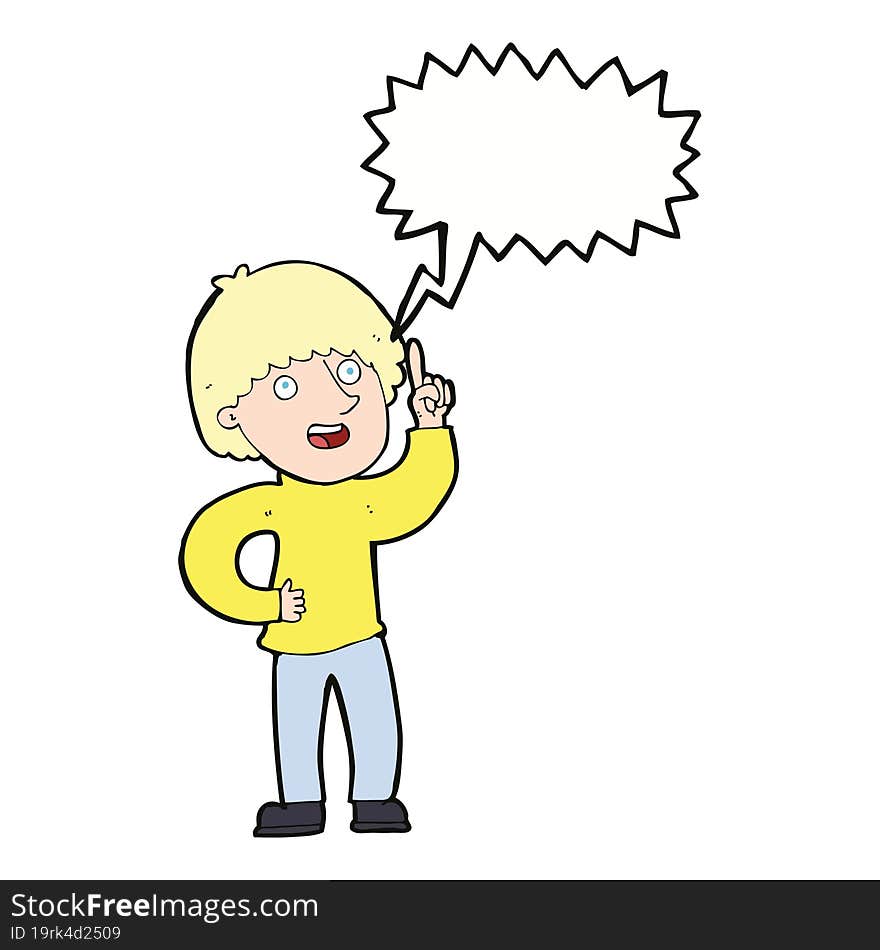 cartoon man with idea with speech bubble