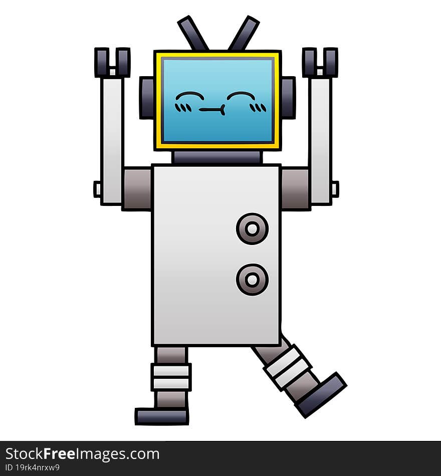 gradient shaded cartoon of a happy robot