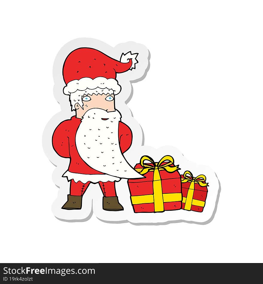 sticker of a cartoon santa claus