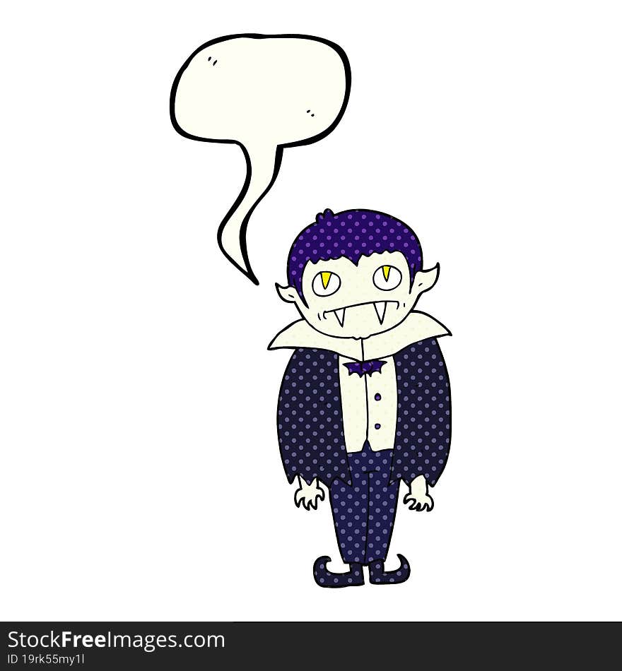 freehand drawn comic book speech bubble cartoon vampire boy