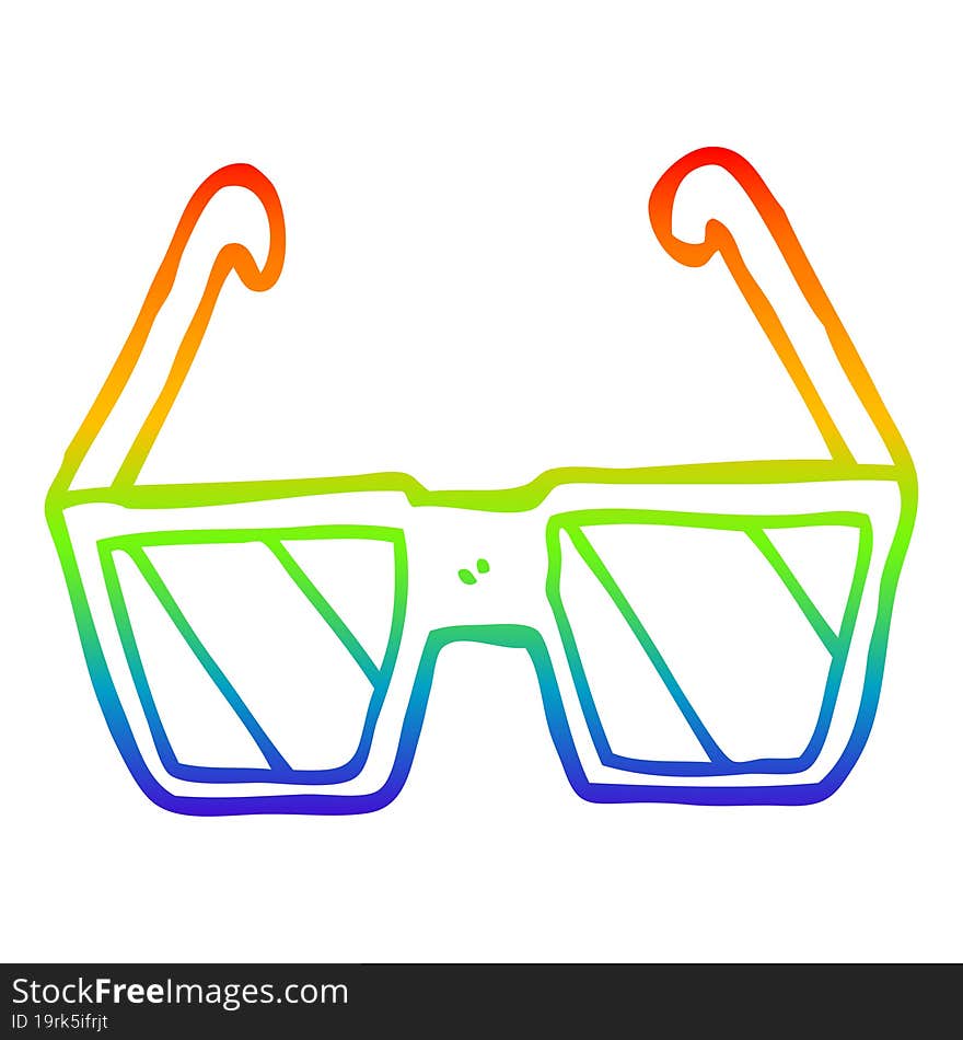 rainbow gradient line drawing cartoon glasses