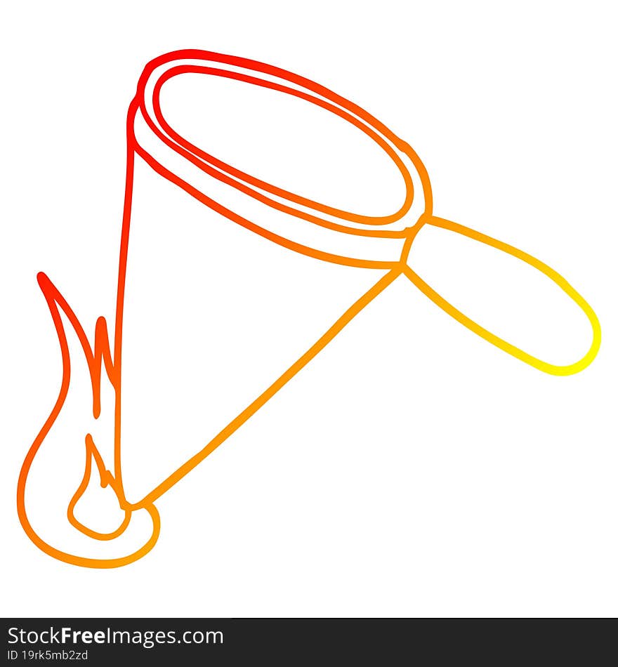 Warm Gradient Line Drawing Cartoon Magnifying Glass