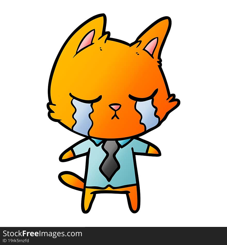 crying cartoon office worker cat. crying cartoon office worker cat