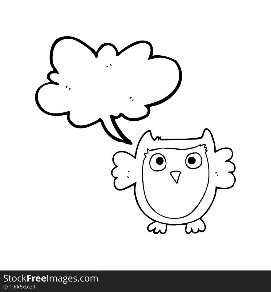 freehand drawn speech bubble cartoon owl