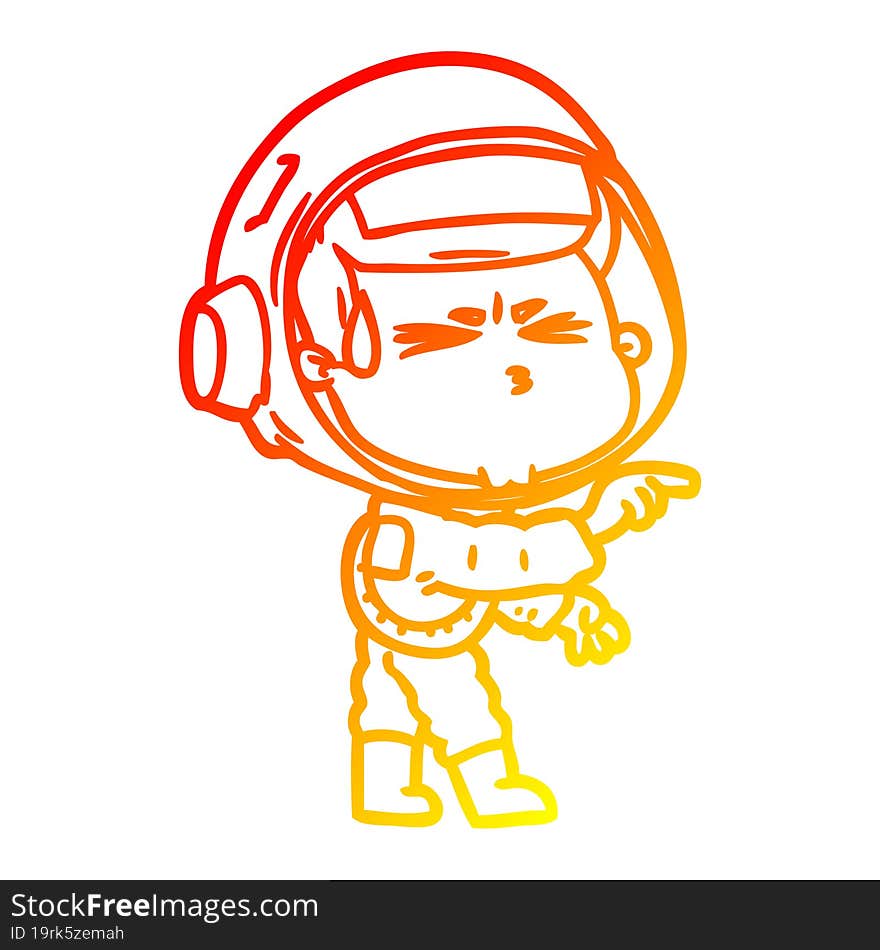 Warm Gradient Line Drawing Cartoon Stressed Astronaut