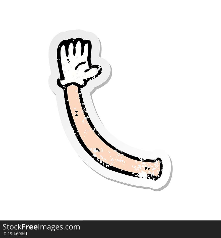 retro distressed sticker of a cartoon arm