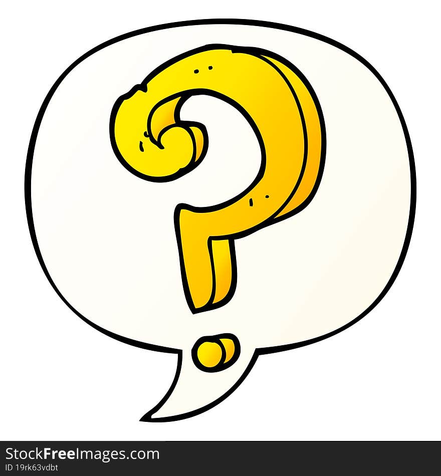 Cartoon Question Mark And Speech Bubble In Smooth Gradient Style